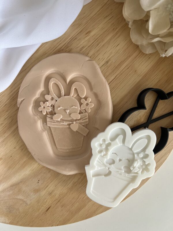 EASTER2025 Bunny Pot fondant stamp and cutter