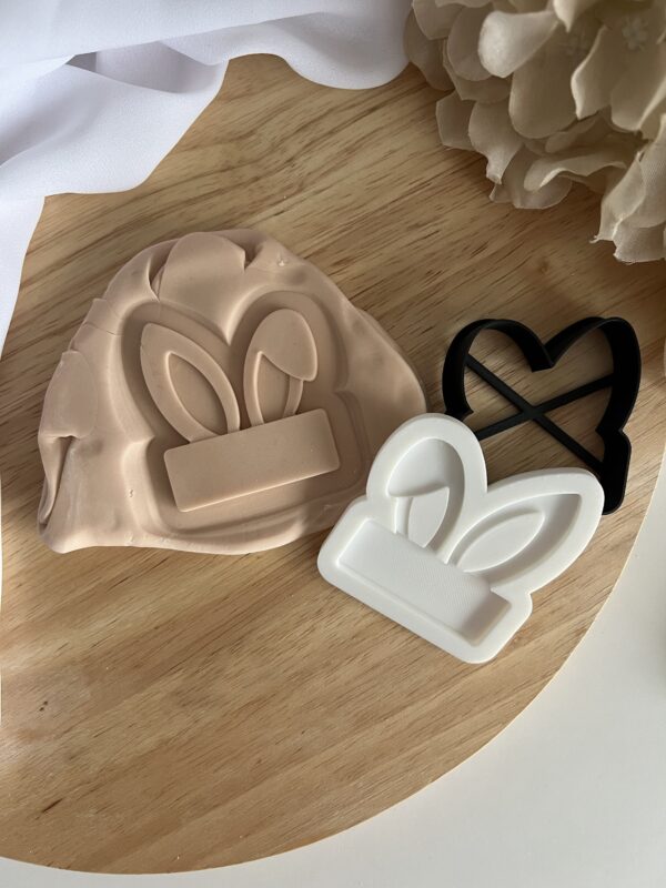 EASTER2025 Easter Bunny Ears with name fondant stamp and cutter