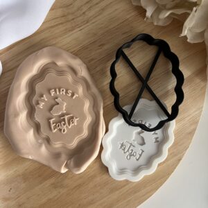 EASTER2025 Vintage My First Easter frame fondant stamp and cutter