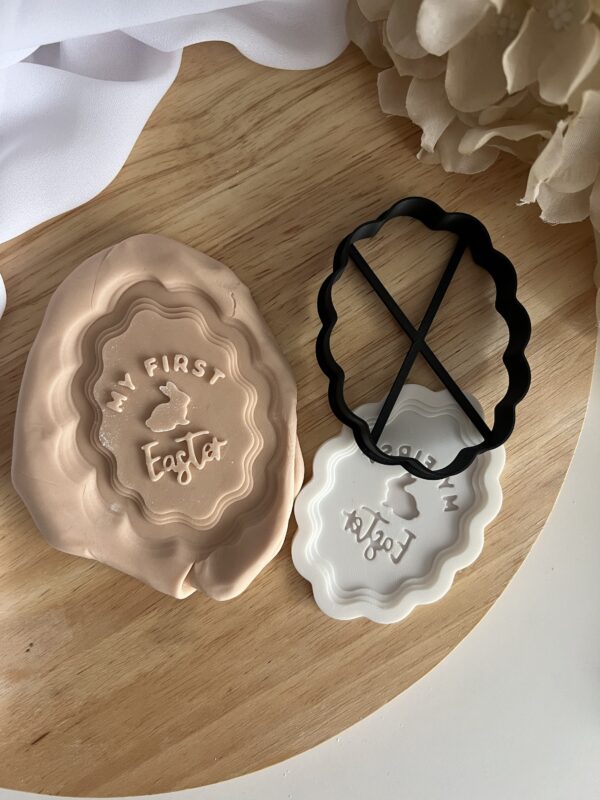 EASTER2025 Vintage My First Easter frame fondant stamp and cutter
