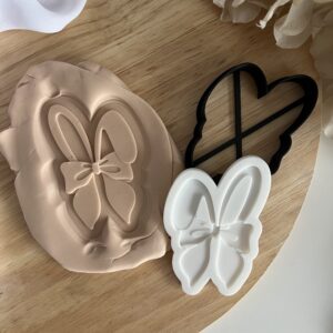 EASTER2025 Easter Bunny ears with Bow fondant stamp and cutter