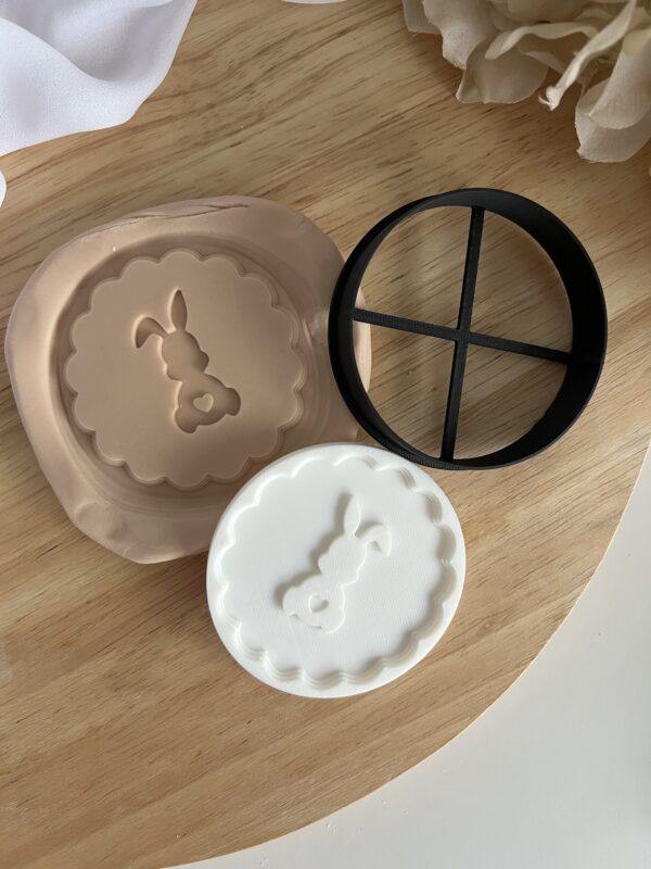 EASTER2025 Easter Bunny Rabbit tail in frame fondant stamp and cutter - Image 2