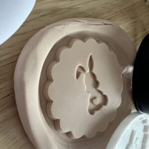 EASTER2025 Easter Bunny Rabbit tail in frame fondant stamp and cutter