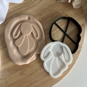 EASTER2025 Easter Sleeping Plush Bunny fondant stamp and cutter