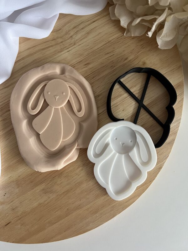 EASTER2025 Easter Sleeping Plush Bunny fondant stamp and cutter