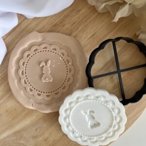 EASTER2025 Easter Vintage Bunny Frame fondant stamp and cutter
