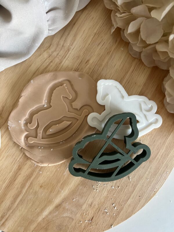 CHRISTMAS2025 Christmas Rocking horse fondant stamp and cutter