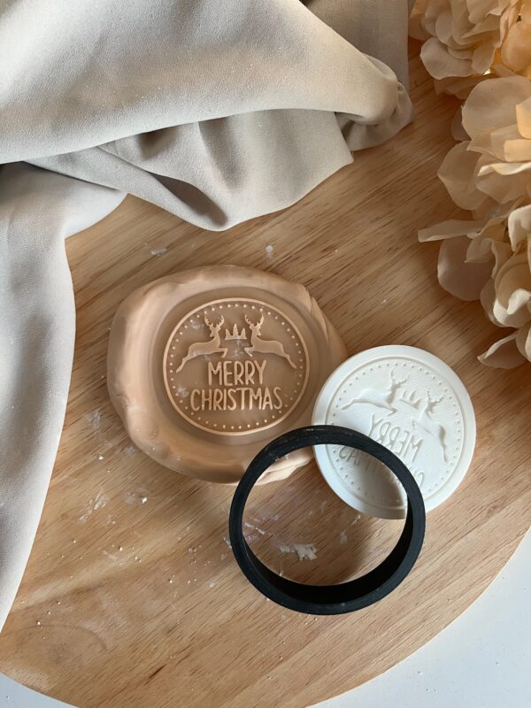 CHRISTMAS2025 Merry Christmas Deers fondant stamp and cutter