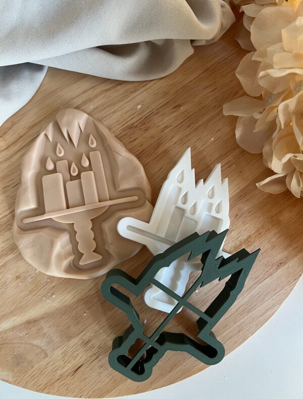 CHRISTMAS2025 Christmas Candle fondant stamp and cutter