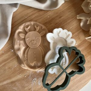 CHRISTMAS2025 Christmas Cute Reindeer fondant stamp and cutter
