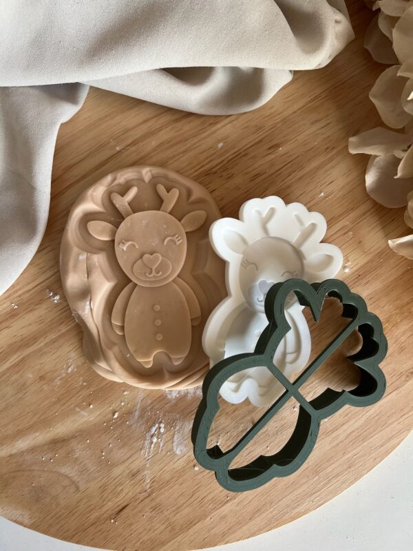 CHRISTMAS2025 Christmas Cute Reindeer fondant stamp and cutter