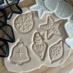 CHRISTMAS2025  Set of 5 Christmas Ornaments fondant stamp and cutter