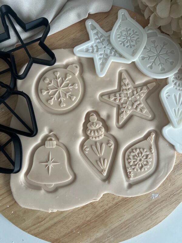 CHRISTMAS2025  Set of 5 Christmas Ornaments fondant stamp and cutter